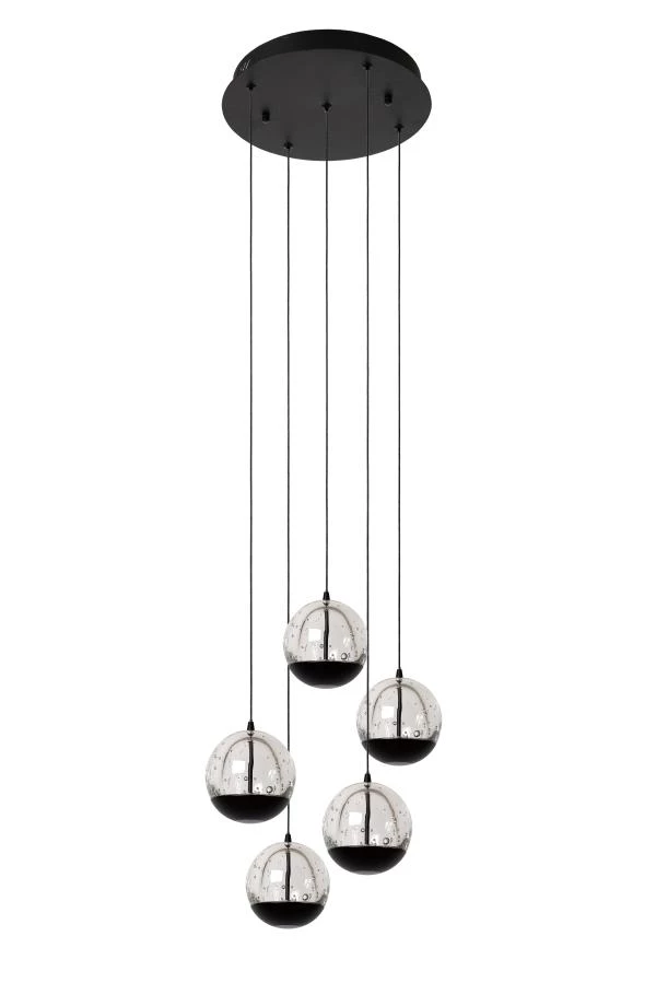 Lucide SENTUBAL - Hanglamp - Ø 35 cm - LED Dimb. - 5x5,2W 2700K - Zwart - uit